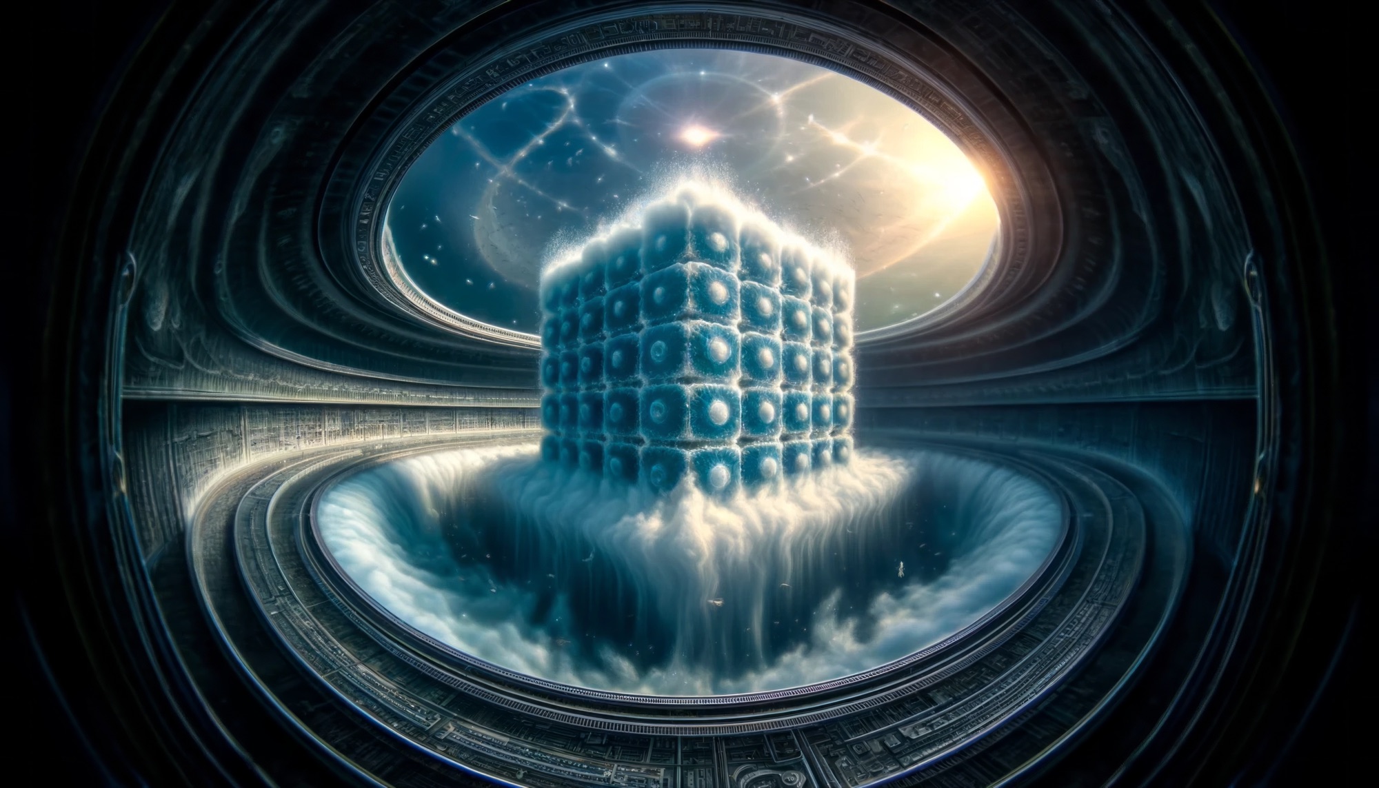 A fourth-dimensional hypercube representing the game's energy mechanics